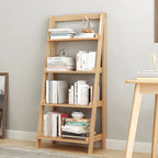Minimalist Wooden Ladder Storage Bookcase in Walnut