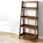 Minimalist Wooden Ladder Storage Bookcase in Walnut