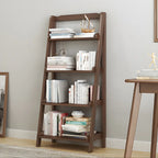 Minimalist Wooden Ladder Storage Bookcase in Walnut