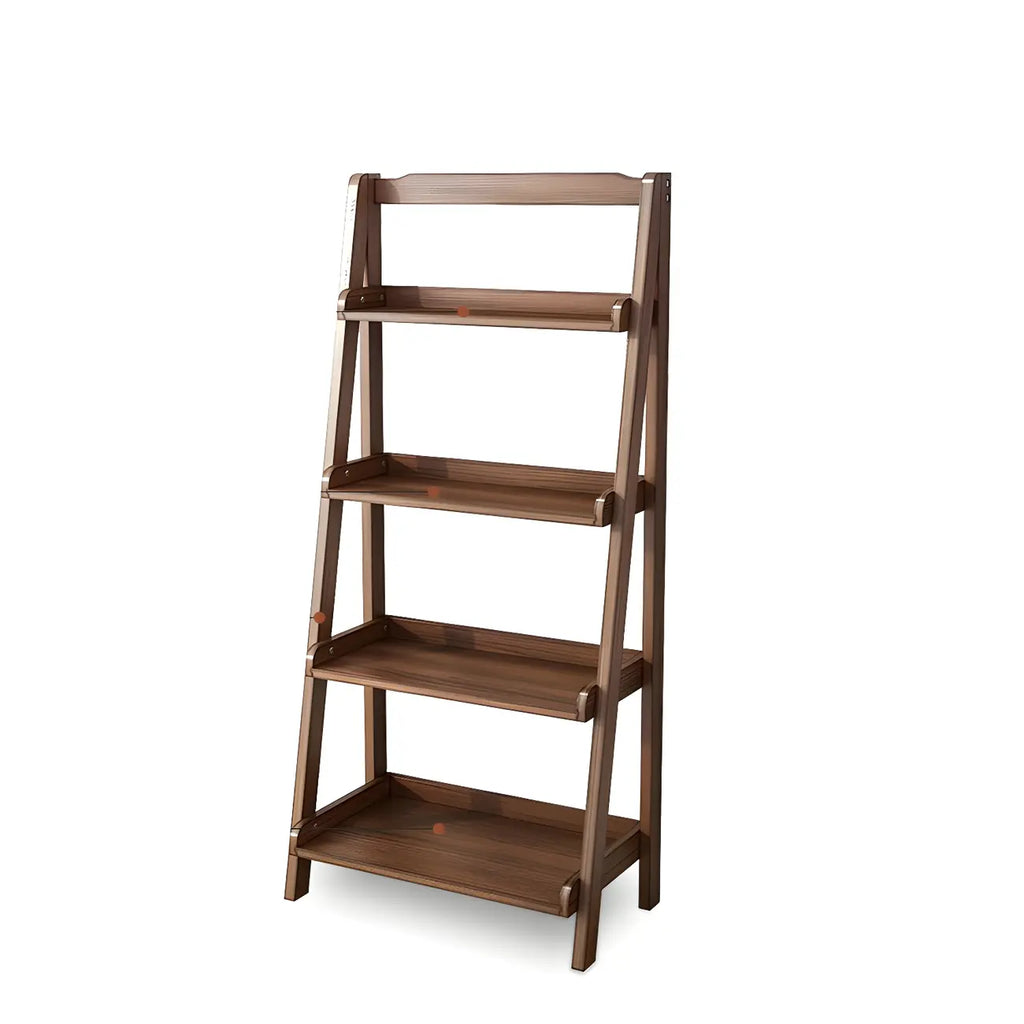 Minimalist Wooden Ladder Storage Bookcase in Walnut