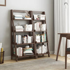 Minimalist Wooden Ladder Storage Bookcase in Walnut