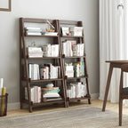 Minimalist Wooden Ladder Storage Bookcase in Walnut
