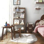 Minimalist Wooden Ladder Storage Bookcase in Walnut