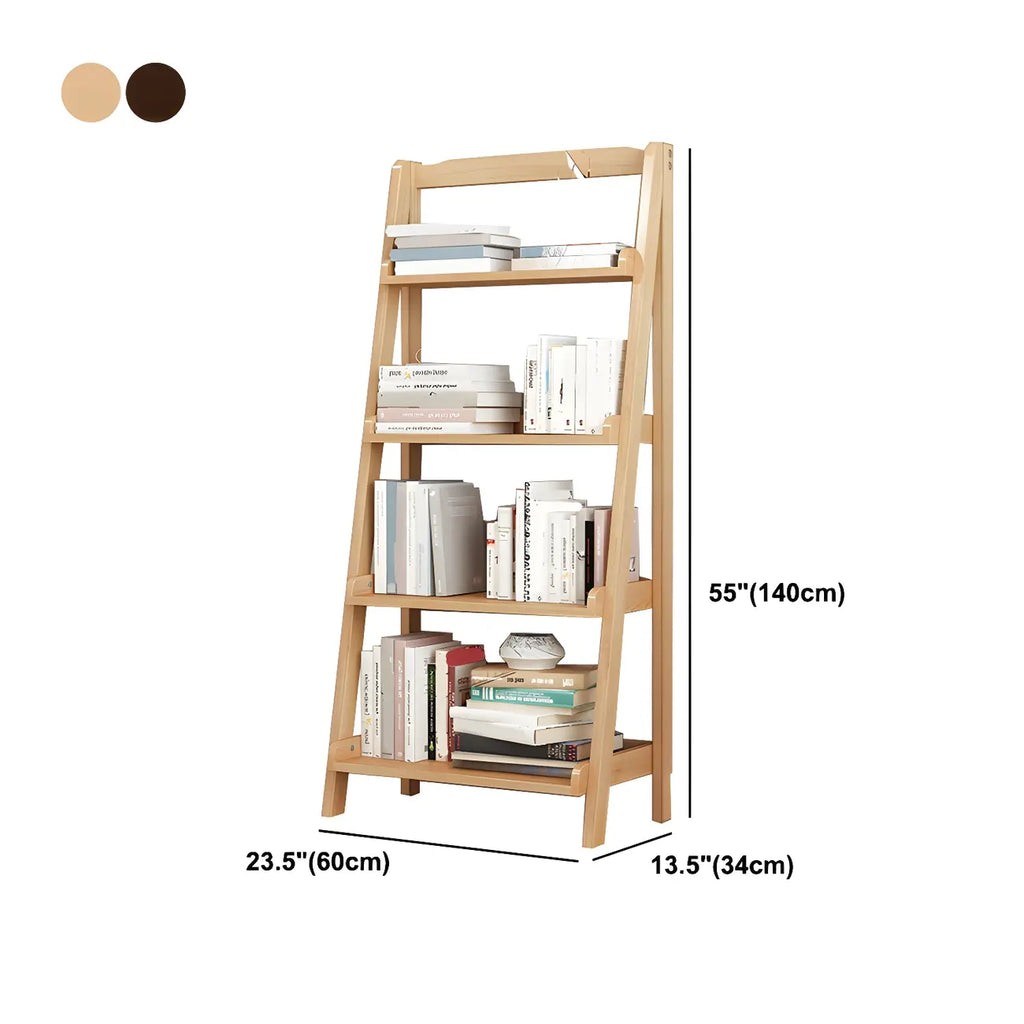 Minimalist Wooden Ladder Storage Bookcase in Walnut