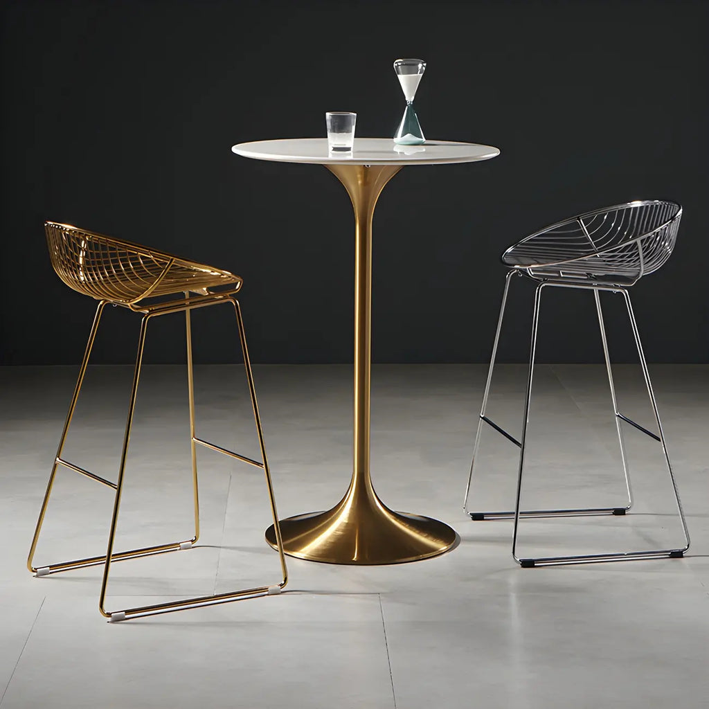 Glam Round Tall Bistro Table Pedestal Base Bar Table