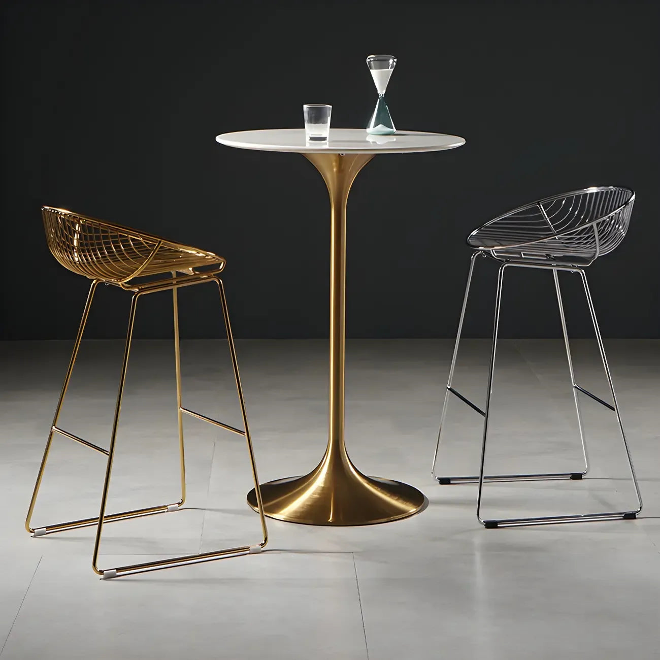 Glam Round Tall Bistro Table Pedestal Base Bar Table