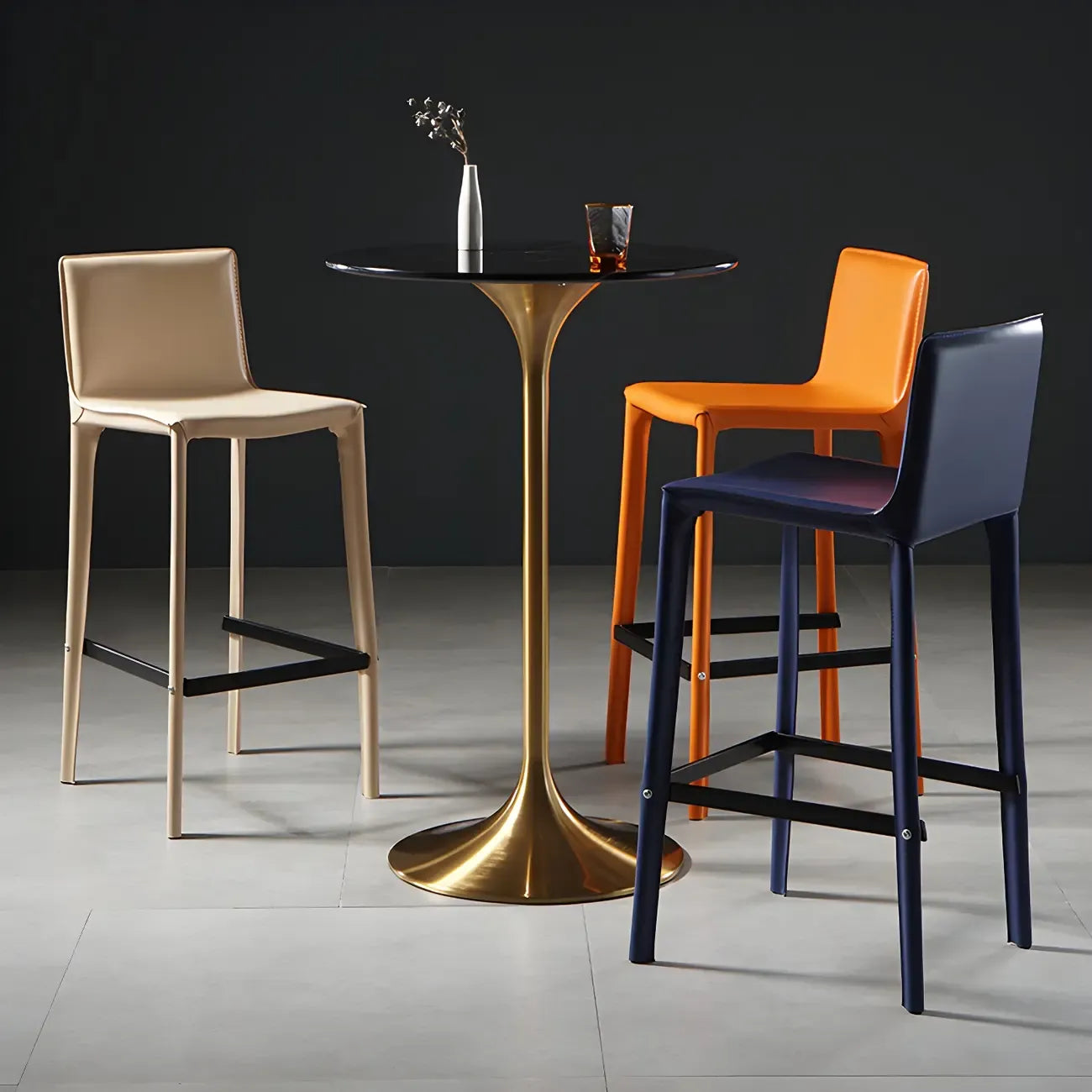 Glam Round Tall Bistro Table Pedestal Base Bar Table