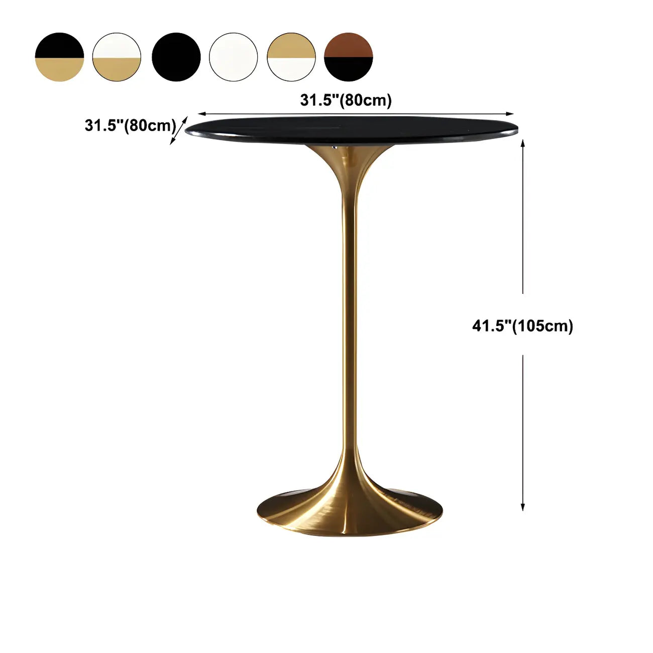 Glam Round Tall Bistro Table Pedestal Base Bar Table