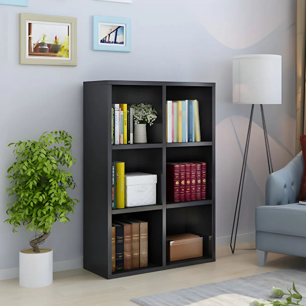 Scandinavian 3-Tier Black Cube Wood Bookcase