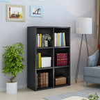Scandinavian 3-Tier Black Cube Wood Bookcase