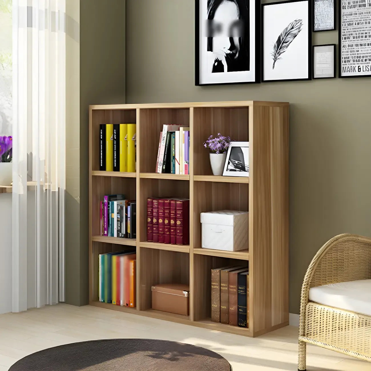 Scandinavian 3-Tier Black Cube Wood Bookcase