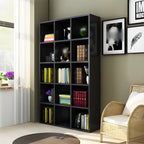 Scandinavian 3-Tier Black Cube Wood Bookcase