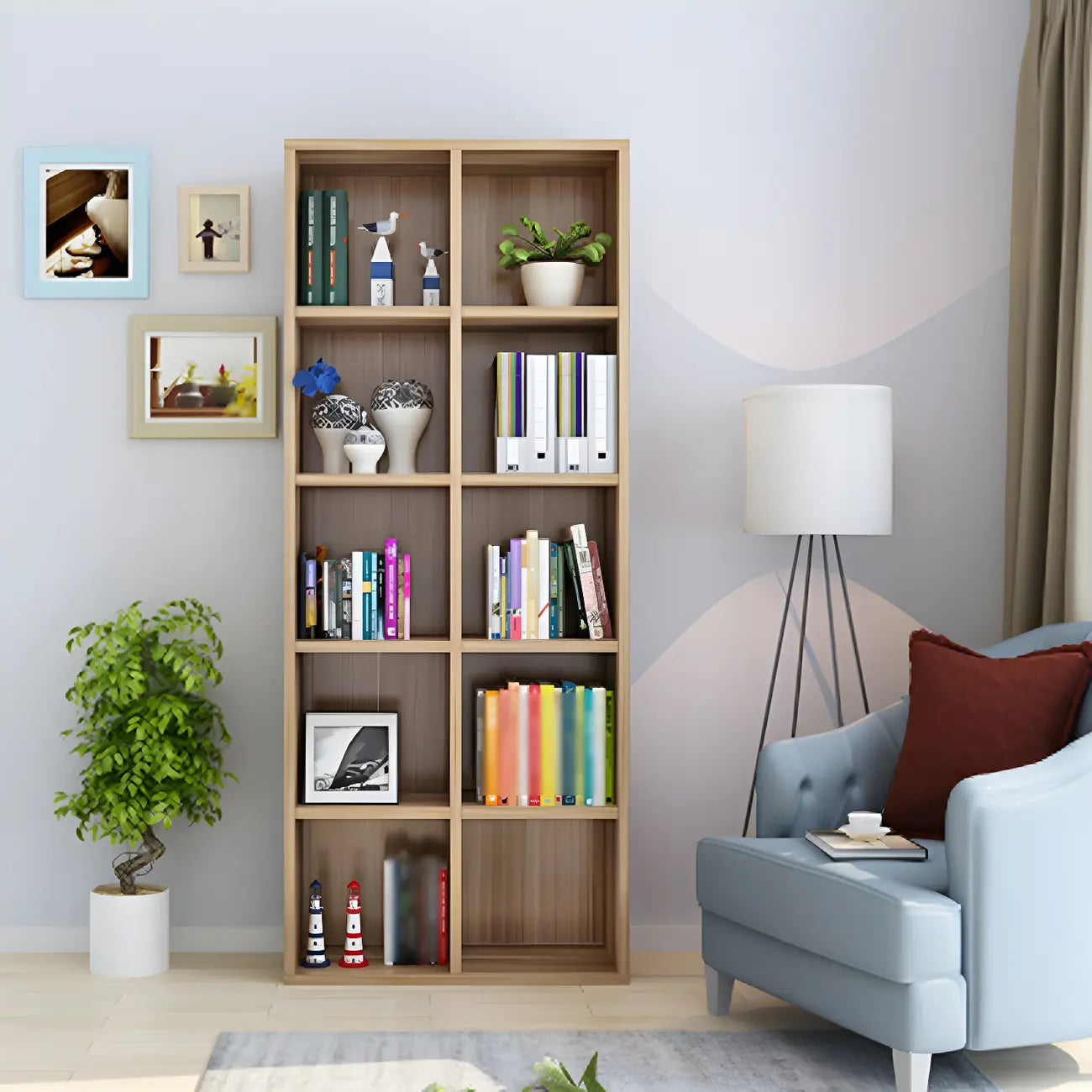 Scandinavian 3-Tier Black Cube Wood Bookcase