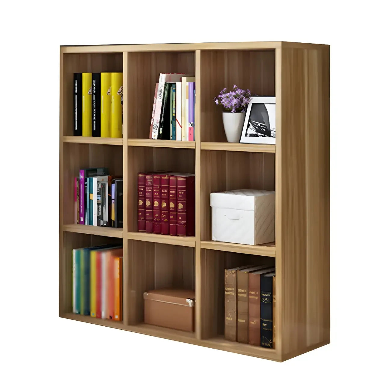 Scandinavian 3-Tier Black Cube Wood Bookcase