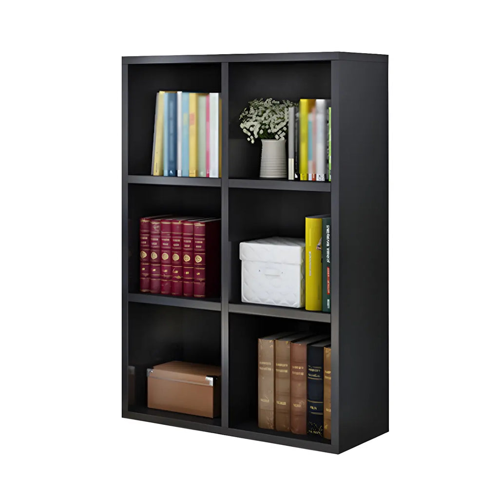 Scandinavian 3-Tier Black Cube Wood Bookcase
