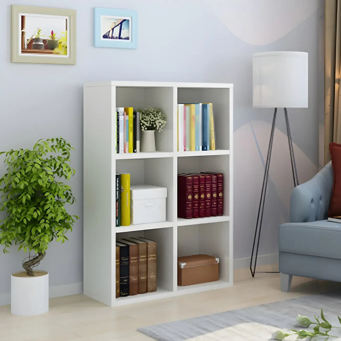 Scandinavian 3-Tier Black Cube Wood Bookcase