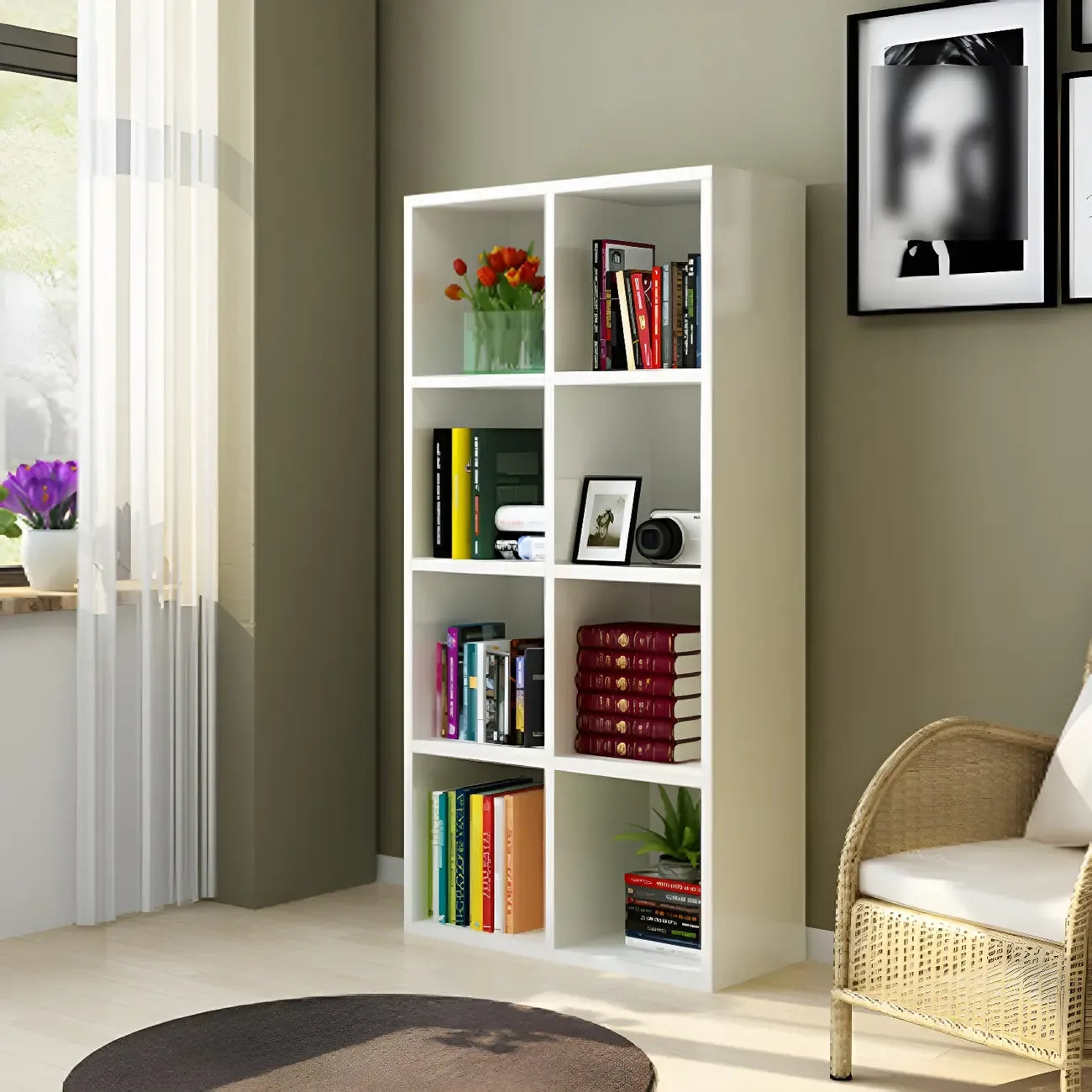 Scandinavian 3-Tier Black Cube Wood Bookcase