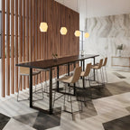 Industrial Walnut Rectangular Large Dining Bar Table