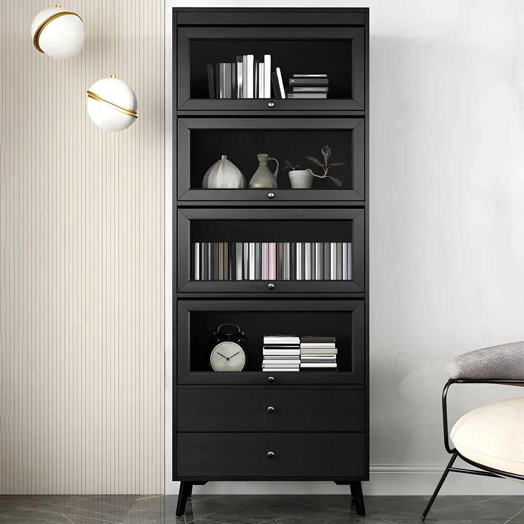 Modern Wooden Closed Back Bookcase with Doors
