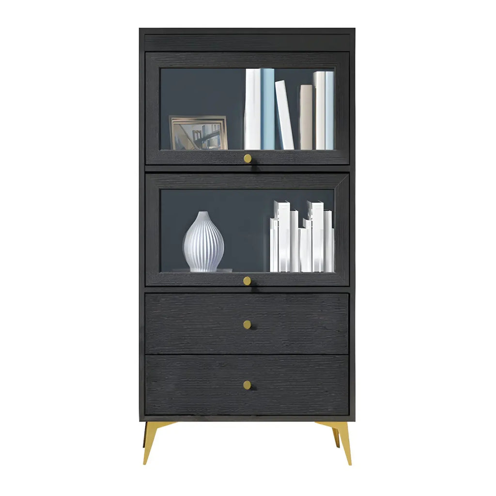 Modern Wooden Closed Back Bookcase with Doors