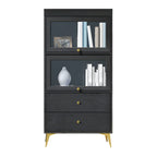 Modern Wooden Closed Back Bookcase with Doors
