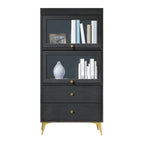 Modern Wooden Closed Back Bookcase with Doors
