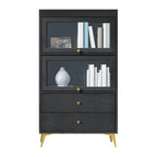 Modern Wooden Closed Back Bookcase with Doors