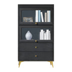 Modern Wooden Closed Back Bookcase with Doors