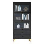 Modern Wooden Closed Back Bookcase with Doors