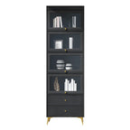 Modern Wooden Closed Back Bookcase with Doors