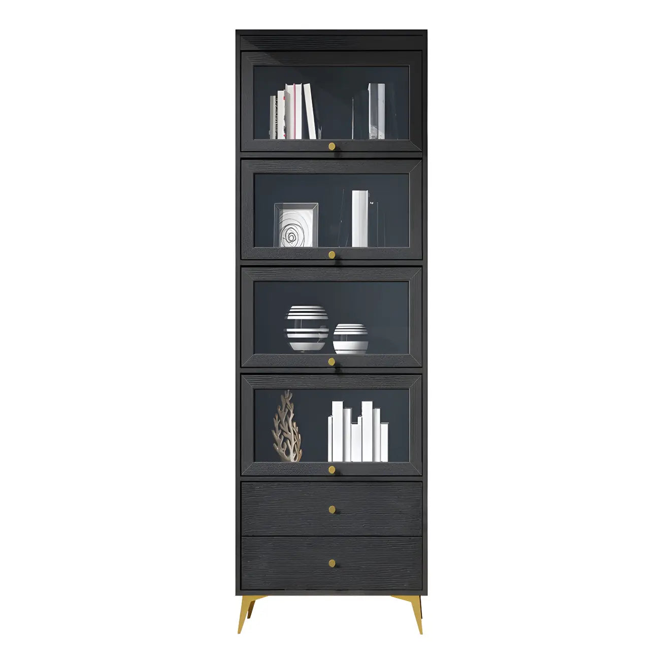 Modern Wooden Closed Back Bookcase with Doors