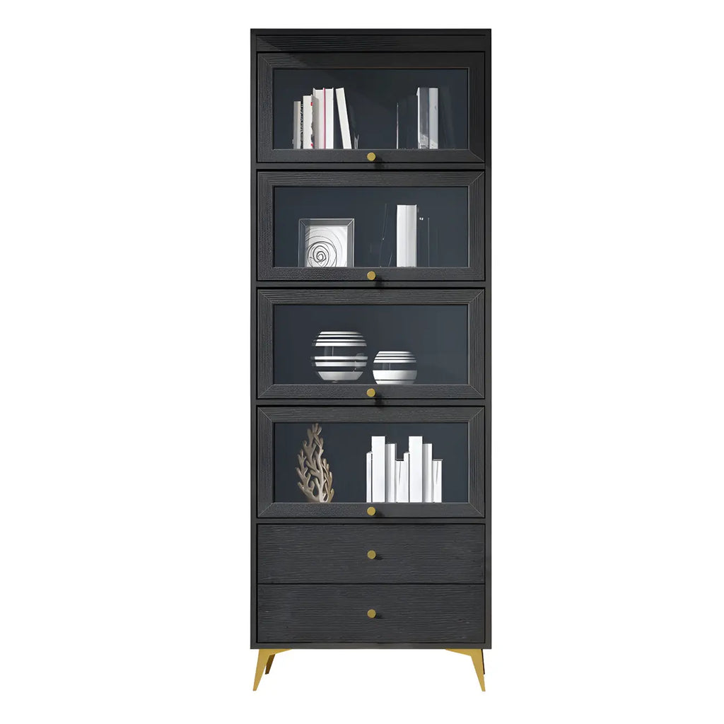 Modern Wooden Closed Back Bookcase with Doors
