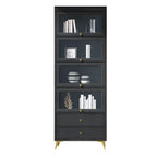Modern Wooden Closed Back Bookcase with Doors