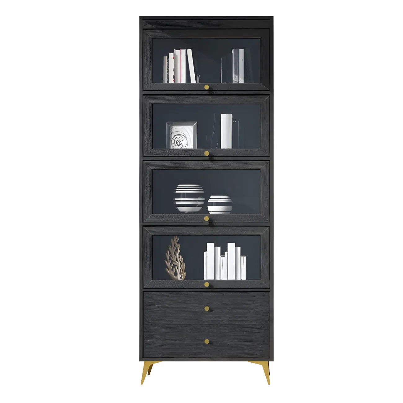 Modern Wooden Closed Back Bookcase with Doors