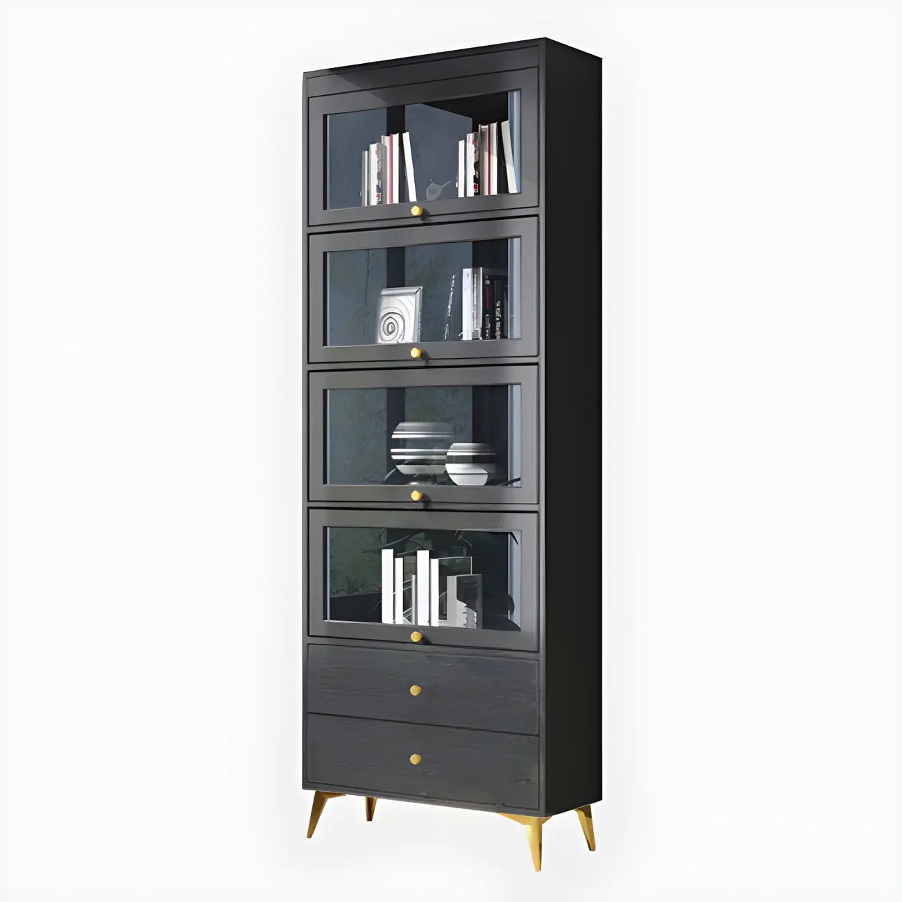 Modern Wooden Closed Back Bookcase with Doors
