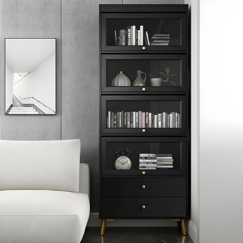 Modern Wooden Closed Back Bookcase with Doors