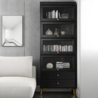 Modern Wooden Closed Back Bookcase with Doors