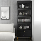 Modern Wooden Closed Back Bookcase with Doors