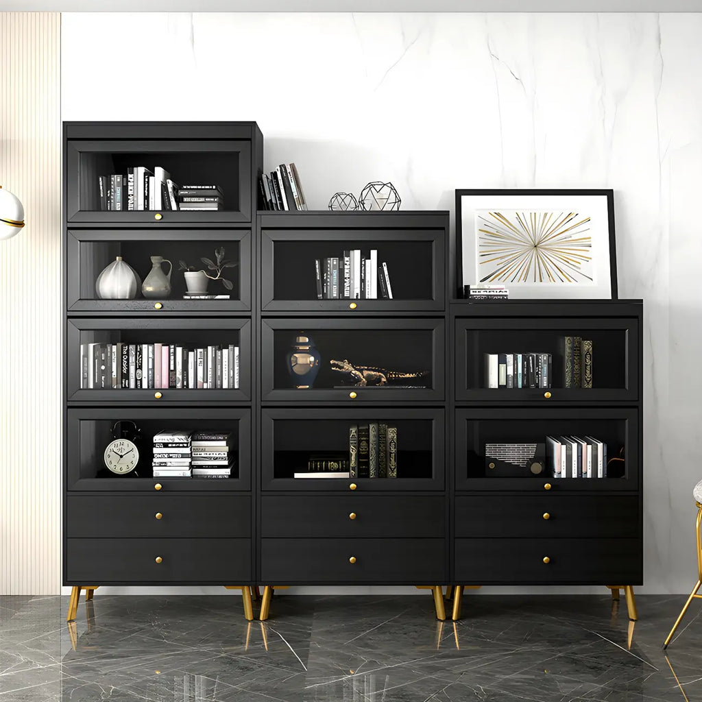 Modern Wooden Closed Back Bookcase with Doors