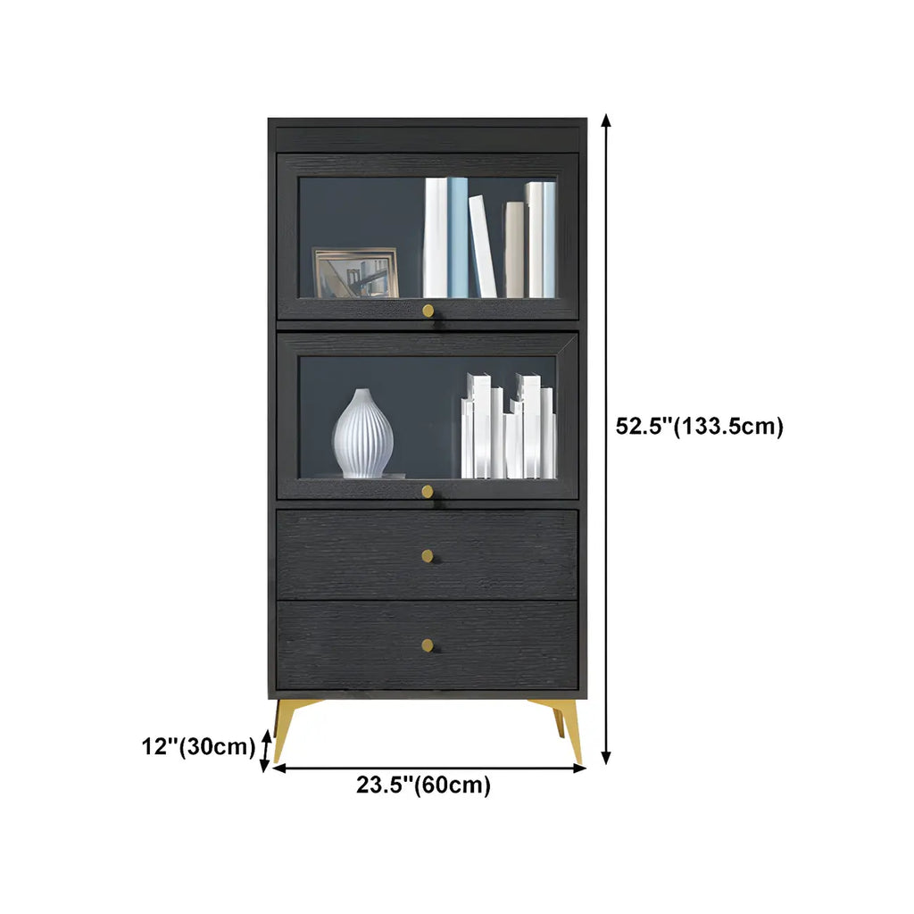 Modern Wooden Closed Back Bookcase with Doors