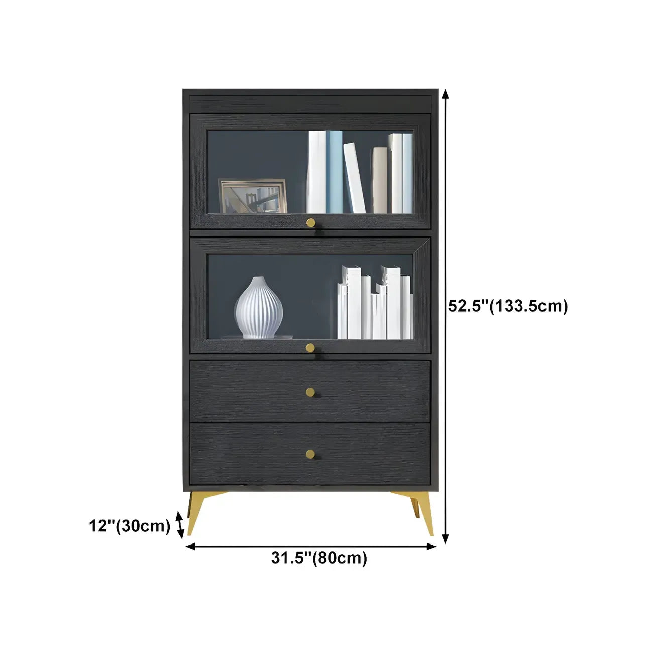 Modern Wooden Closed Back Bookcase with Doors