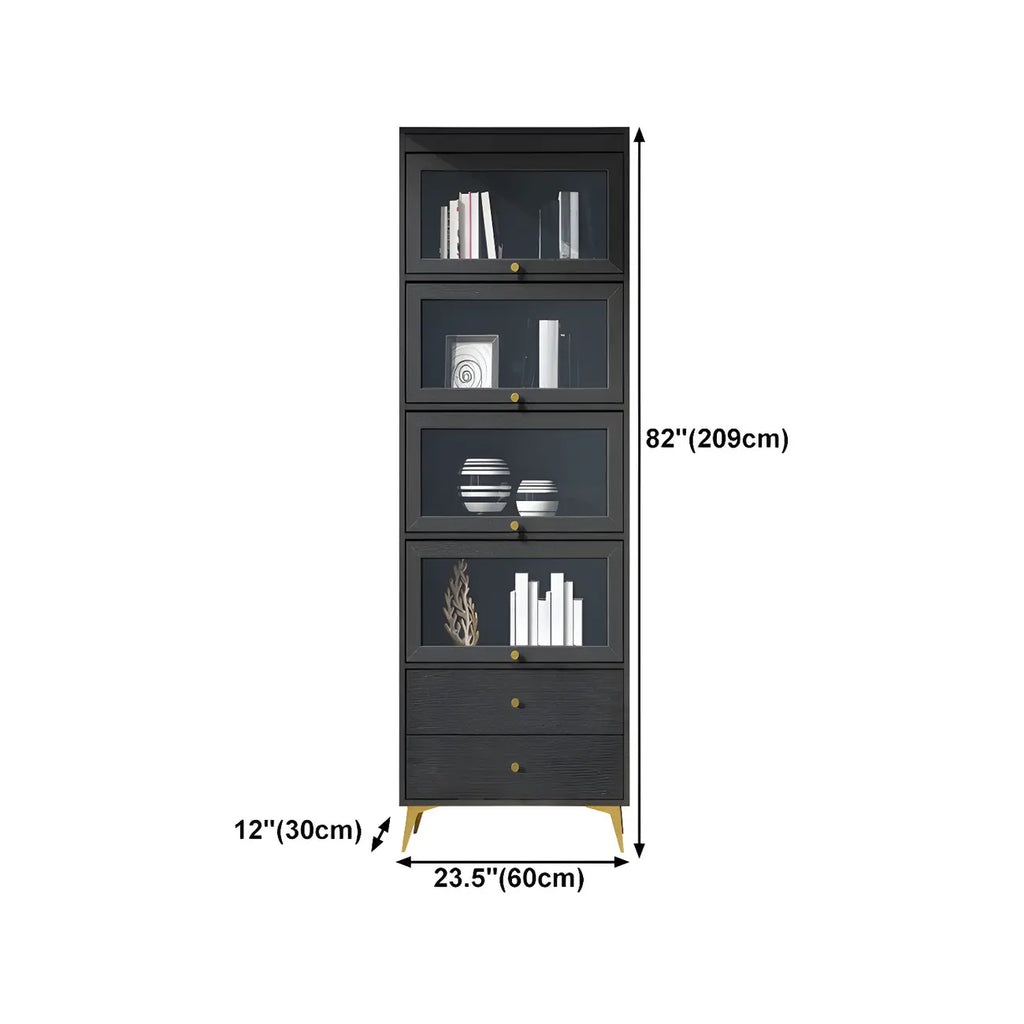 Modern Wooden Closed Back Bookcase with Doors