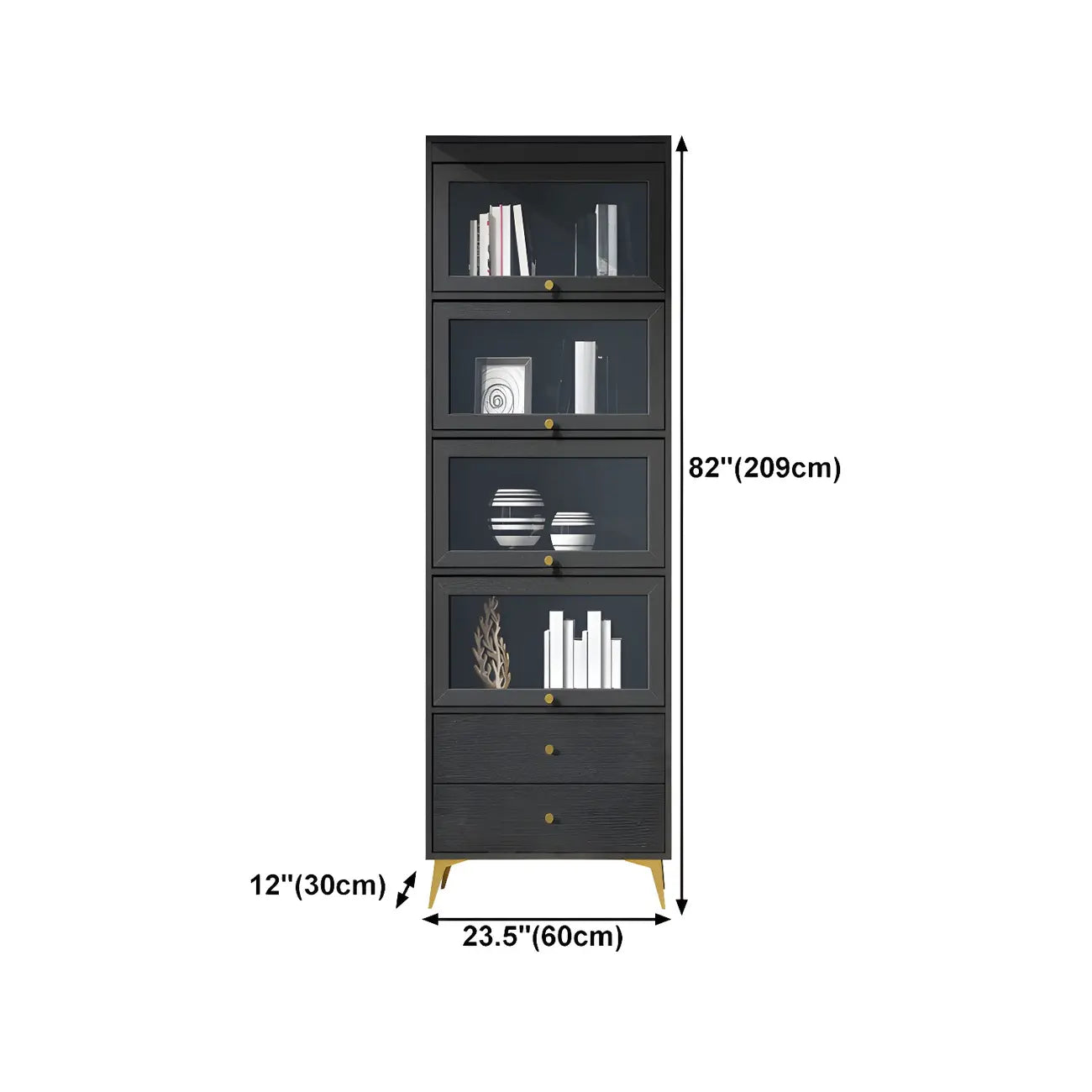Modern Wooden Closed Back Bookcase with Doors