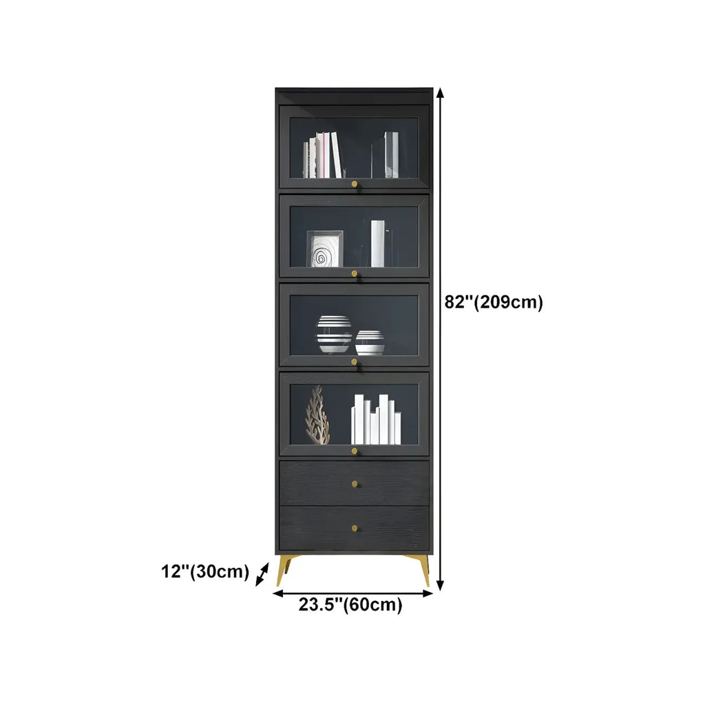 Modern Wooden Closed Back Bookcase with Doors