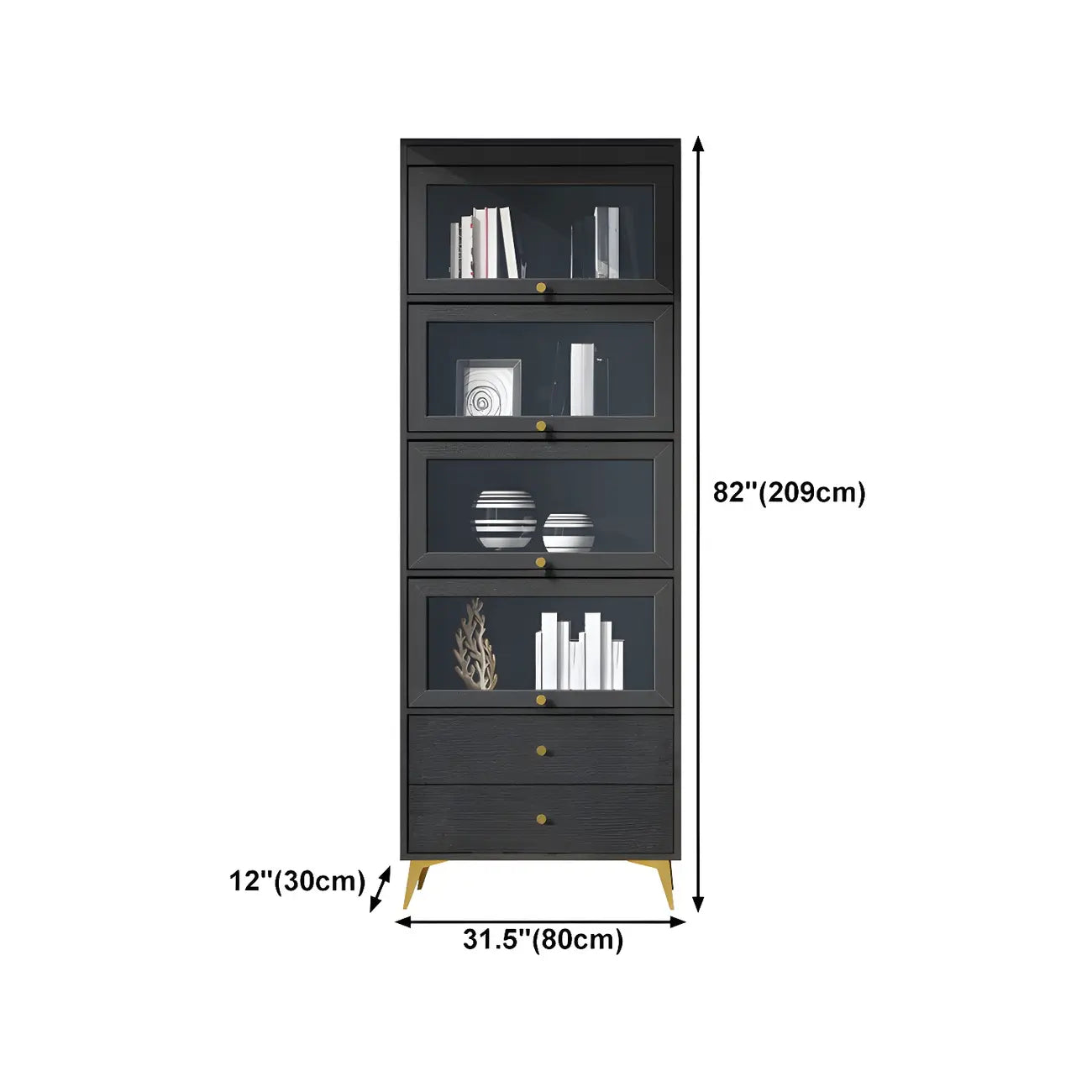 Modern Wooden Closed Back Bookcase with Doors