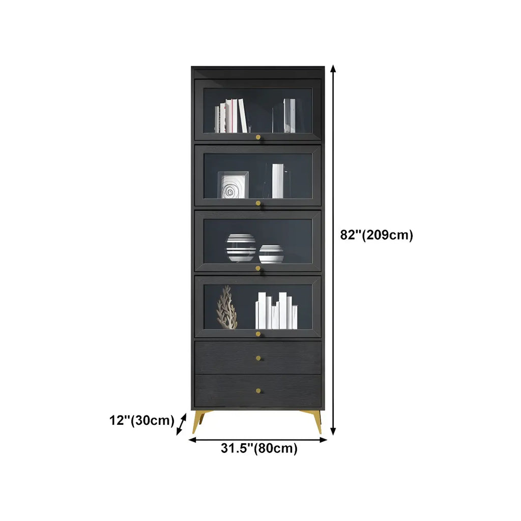 Modern Wooden Closed Back Bookcase with Doors