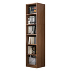 Narrow Tall Brown Wood 6-Shelf Closed Back Bookcase