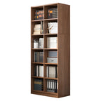 Narrow Tall Brown Wood 6-Shelf Closed Back Bookcase