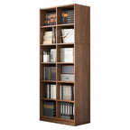Narrow Tall Brown Wood 6-Shelf Closed Back Bookcase