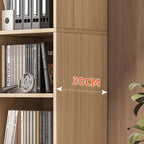 Narrow Tall Brown Wood 6-Shelf Closed Back Bookcase
